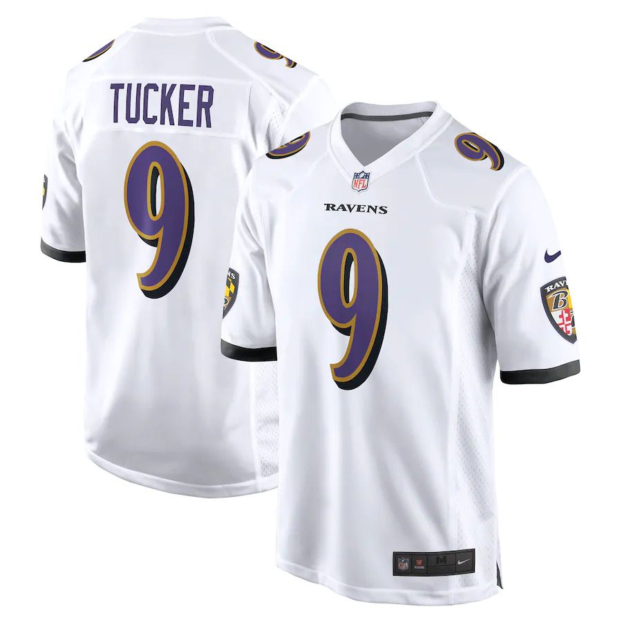 Men Baltimore Ravens #9 Justin Tucker Nike White Game NFL Jersey
